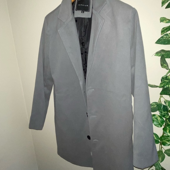 Plus size grey long coat blazer style - Picture 1 of 2